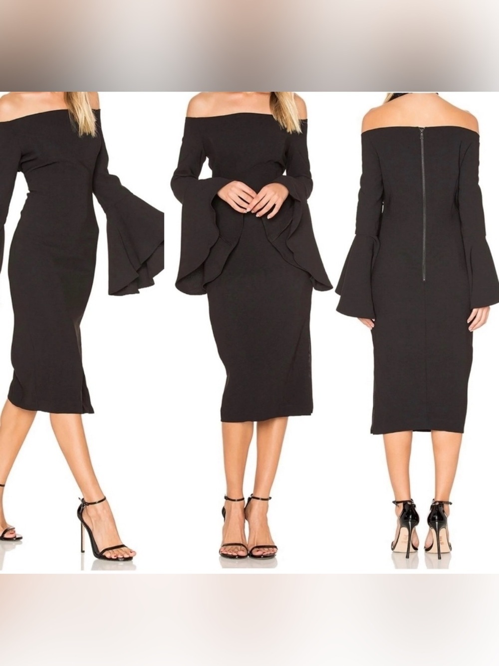 NWT Bardot Solange Off Shoulder Midi Dress | Black | US: 4/XS